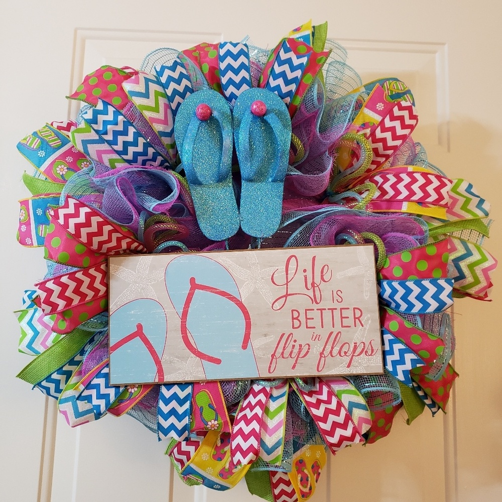 Life is better in flip flops wreath, Spring wreath
